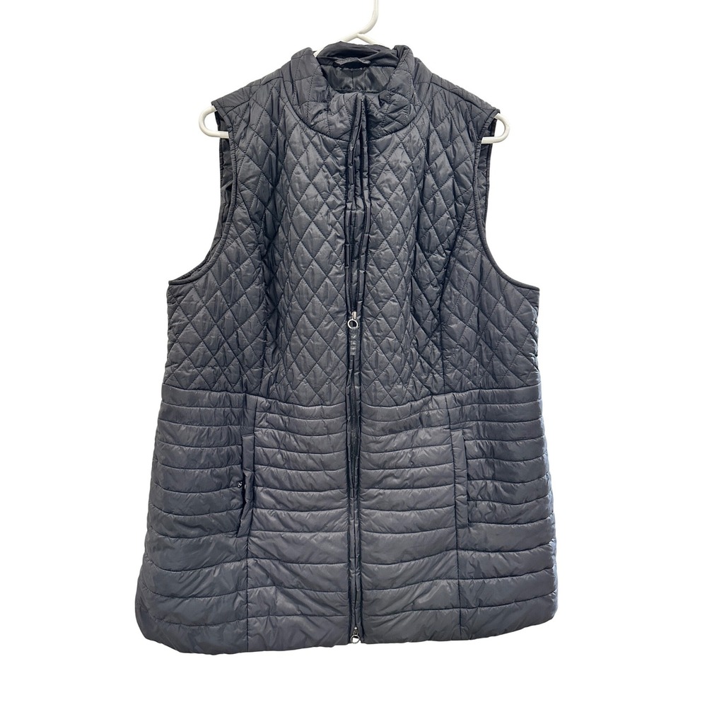 Talbots Woman Black PrimaLoft Quilted Puffer Vest Full Zip Plus Size 2X‎